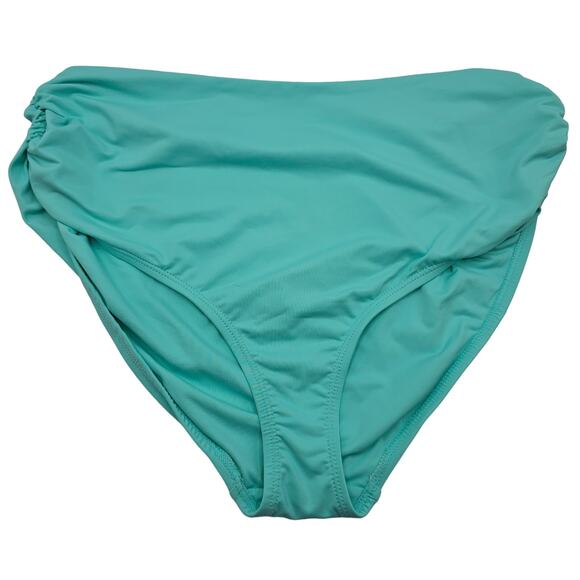Anne Cole Womans size L Convertible High Waist Shirred Bikini Bottom Green NEW - Picture 1 of 7